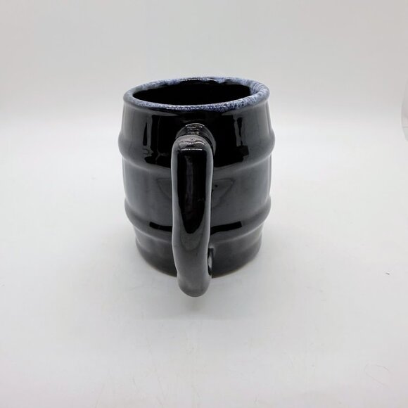 Vintage Van Briggle Pottery Cobalt Blue Drip Black Glaze Barrel Mug Coffee Cup - Picture 2 of 14